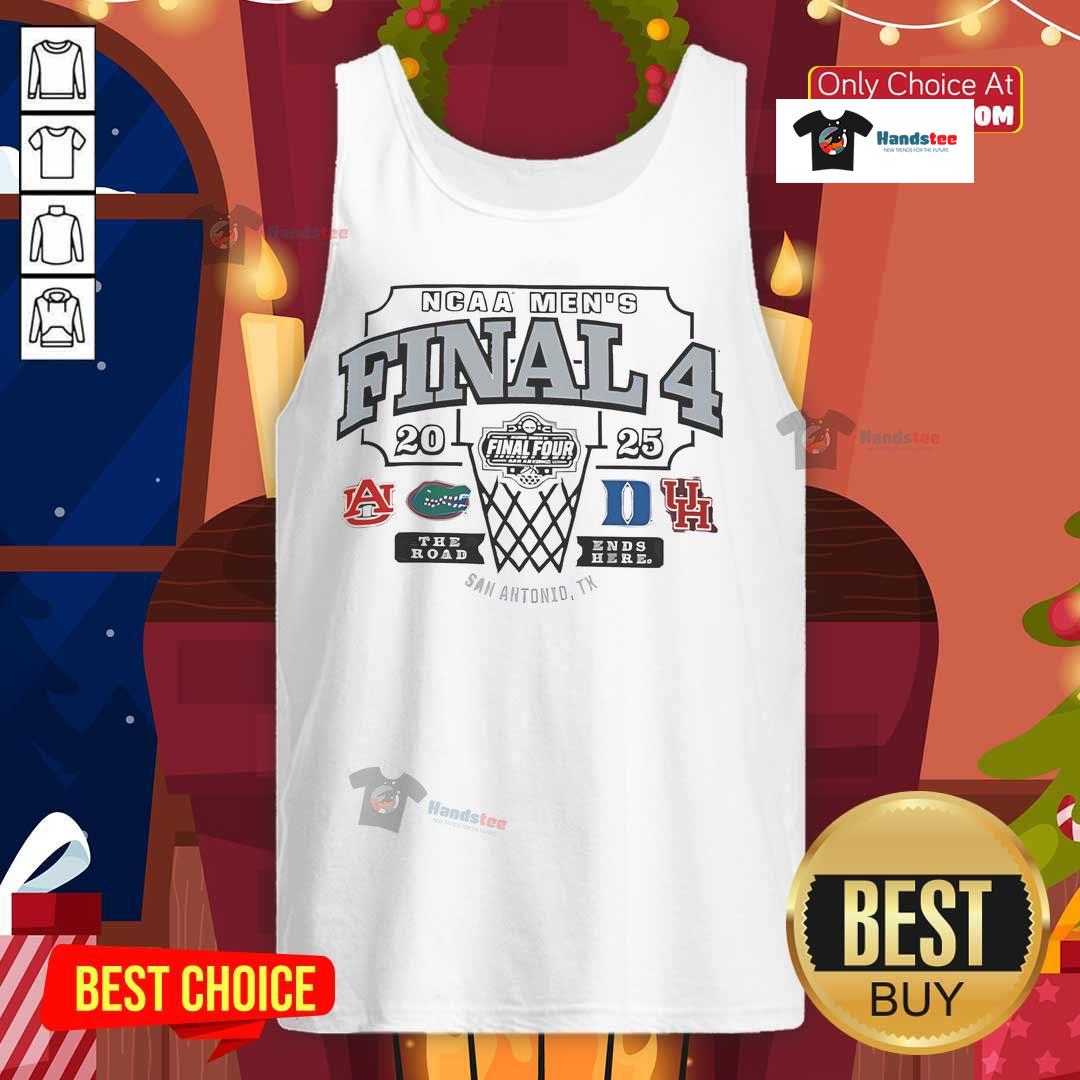 2025 NCAA Men's Basketball Final Four tank top featuring team logos and vibrant colors, perfect for fans and sports enthusiasts.