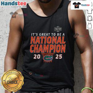 Florida Gators 2025 NCAA Men's Basketball National Champions tank top showcasing team pride and stylish post-game fashion.