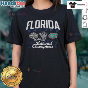 Florida Gators Fanaticity 2025 Men's Basketball National Champs Swish Ladies Tee in vibrant colors for passionate fans.