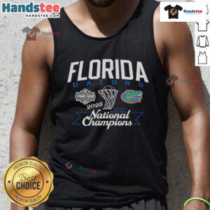 Men's basketball fan tank top featuring Florida Gators design, celebrating the 2025 National Champs victory.