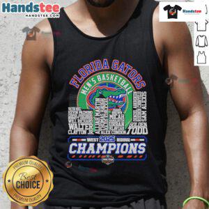 Florida Gators men's basketball 2025 West Regional Champions tank top, featuring team colors and logo for fans.