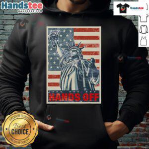 Hands off social security hoodie featuring 'Resist Resistance Save Democracy' slogan for activism and awareness.