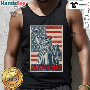 Nice hands off resist resistance save democracy social security tank top design featuring bold, colorful graphics.