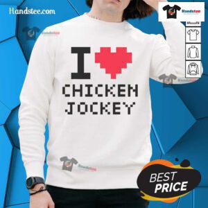 I Heart Chicken Jockey sweatshirt featuring a fun design for chicken lovers and jockey fans.