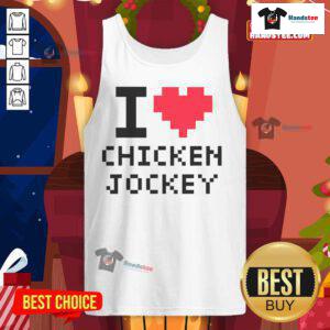 Alt Text: Stylish Nice I Heart Chicken Jockey tank top featuring a fun chicken jockey graphic, perfect for chicken lovers.