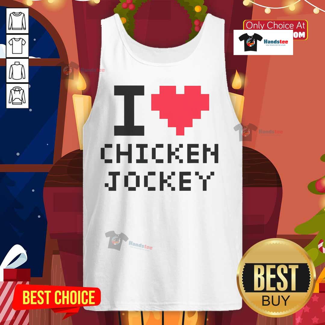 Alt Text: Stylish Nice I Heart Chicken Jockey tank top featuring a fun chicken jockey graphic, perfect for chicken lovers.