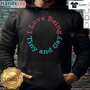 Nice I Love Being Tiny and Gay Hoodie in vibrant colors, perfect for expressing pride and style.