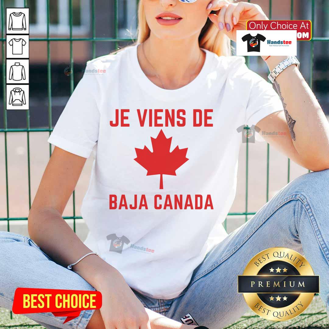 Nice Je Viens De Baja Canada ladies tee featuring stylish design and comfortable fit for casual wear.