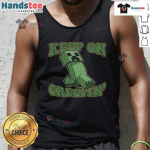 Alt Text: Trendy Nice Keep On Creepin Tank Top featuring a stylish graphic design, perfect for casual summer outfits.