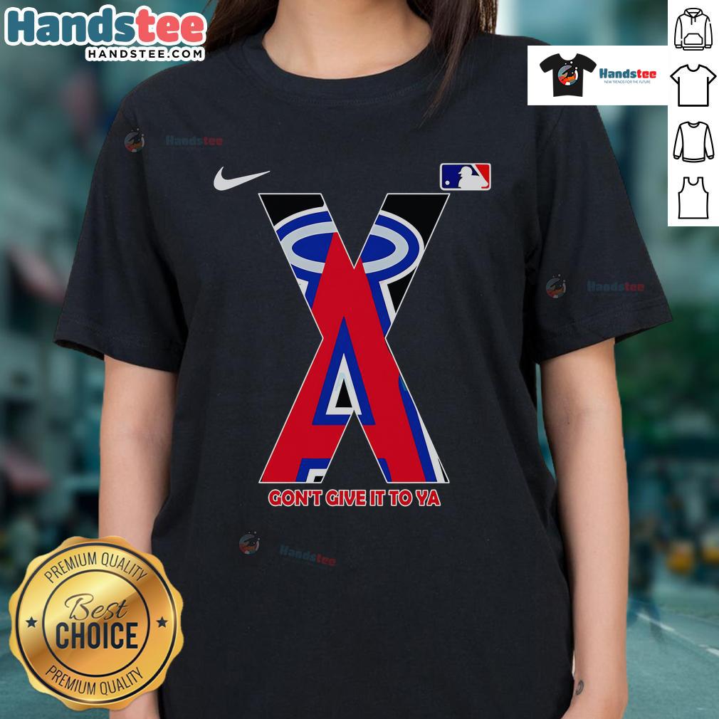 Los Angeles Angels 'X Gon Give It To Ya' baseball ladies tee featuring a stylish design perfect for fans.