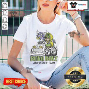 Nice Lumpia Surf Team Buko Boyz ladies tee featuring vibrant graphics and a stylish design for surf enthusiasts.