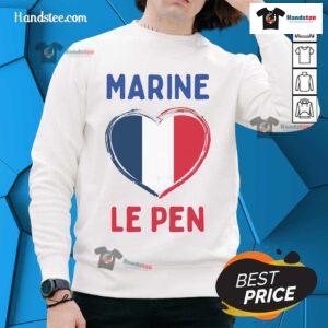 Alt Text: Nice Marine Le Pen France flag sweatshirt featuring a stylish design and vibrant colors, perfect for supporters.