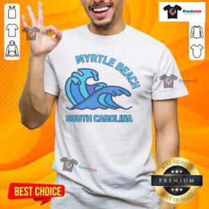 Alt Text: Nice Myrtle Beach South Carolina Pocket Wave T-Shirt featuring vibrant ocean wave graphics and a stylish design.