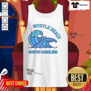 Nice Myrtle Beach South Carolina Pocket Wave Tank Top featuring a vibrant ocean wave design, perfect for summer wear.