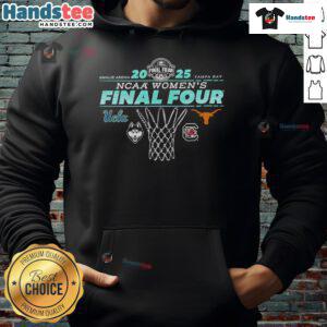 2025 NCAA Final Four Women's Basketball 4-Team Net Hoodie showcasing vibrant team colors and stylish design.