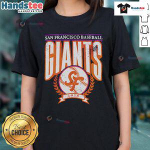 Alt Text: 1958 retro ladies tee featuring the San Francisco Baseball Giants logo, perfect for fans of vintage sports apparel.