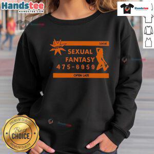 Cozy 'Nice Sexual Fantasy' sweatshirt, perfect for late-night outings, showcasing a trendy design for local style.