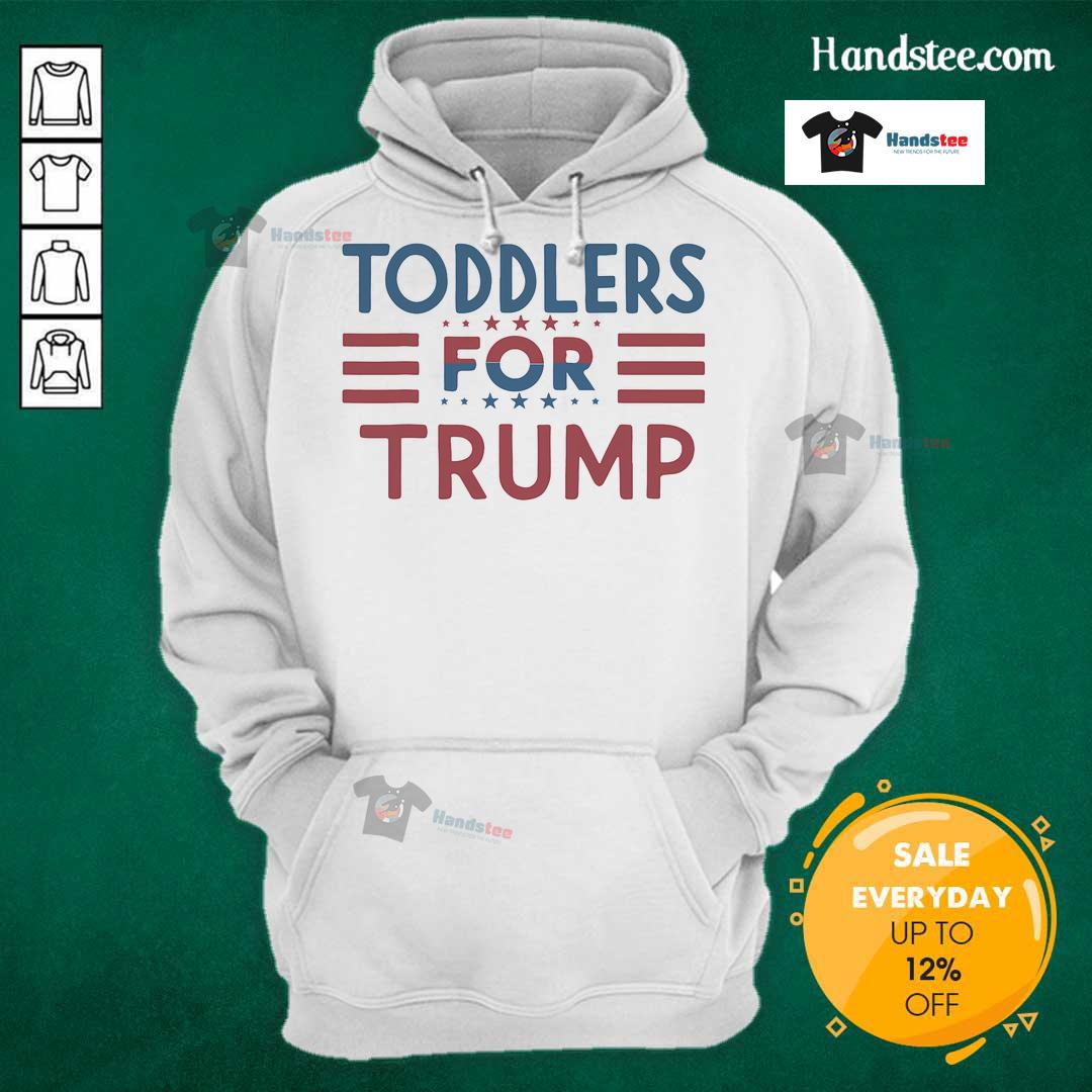 Adorable toddlers wearing 'Nice Toddlers for Trump 2024' hoodies, showcasing support for the 2024 presidential campaign.