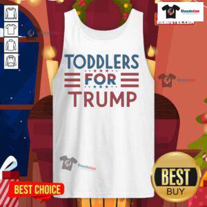 Adorable toddlers wearing 'Nice Toddlers For Trump 2024' tank tops, showcasing cute political support for the 2024 election.