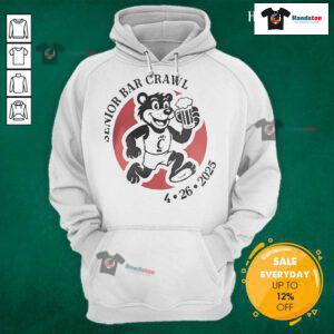 Official Cincinnati Senior Bar Crawl 2025 hoodie featuring vibrant design and event details for the ultimate college experience.