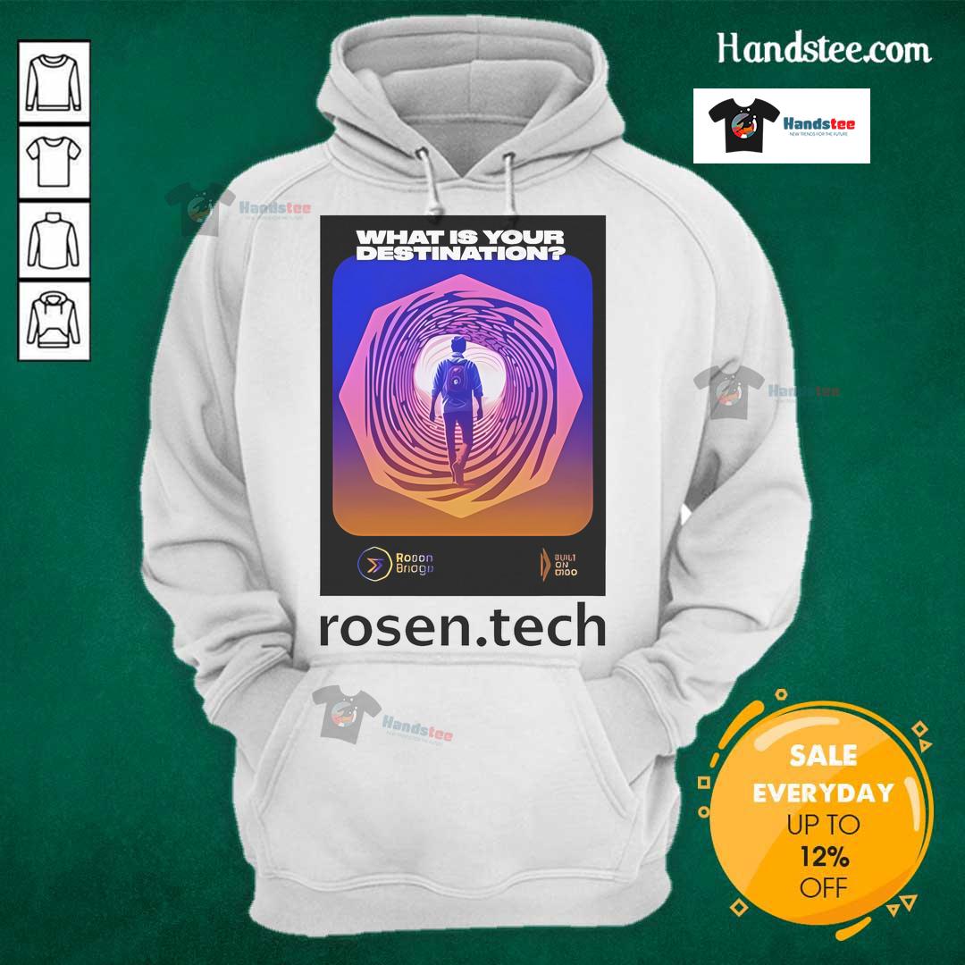 Official Daniel Friedman hoodie featuring 'What Is Your Destination' design from Rosen.Tech, perfect for tech enthusiasts.
