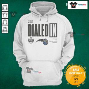 Alt Text: Official Dialed In Orlando Magic 2025 Southeast Division Champions Hoodie featuring team logo and championship design.