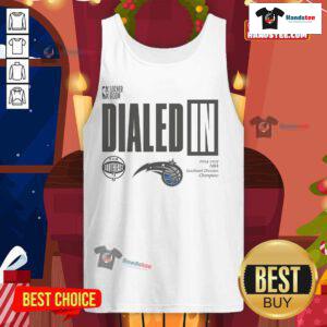Official Dialed In Orlando Magic 2025 Southeast Division Champions Tank Top showcasing team colors and logo.