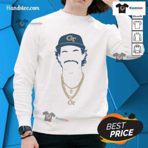 Alt Text: Official Georgia Tech Baseball student-athlete silhouette sweatshirt featuring a stylish design in navy and gold.