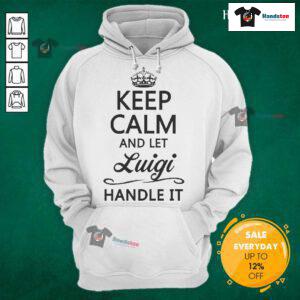 Official Keep Calm and Let Luigi Handle It Hoodie featuring a playful design for fans of Mario and Luigi merchandise.