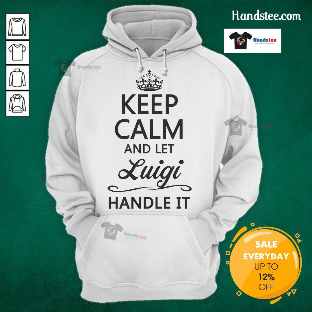 Official Keep Calm and Let Luigi Handle It Hoodie featuring a playful design for fans of Mario and Luigi merchandise.