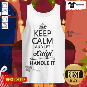 Official Keep Calm And Let Luigi Handle It Tank Top featuring a fun design for fans of Luigi and gaming enthusiasts.