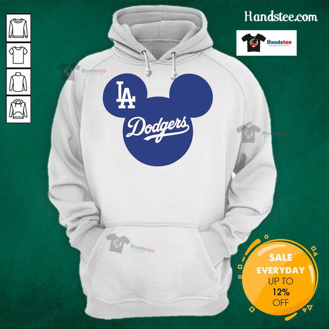 Official Mickey Los Angeles Dodgers Mickey Mouse baseball hoodie featuring Dodgers logo and Mickey design.