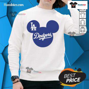 Official Mickey Los Angeles Dodgers sweatshirt featuring Mickey Mouse design, perfect for Dodgers fans and baseball enthusiasts.