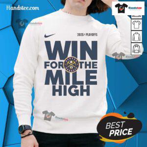 Denver Nuggets 2025 sweatshirt featuring the official NBA Playoffs logo, perfect for fans celebrating their team's victory.