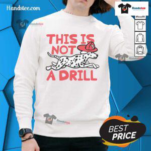 Alt Text: Dalmatian dog sweatshirt featuring 'This Is Not A Drill' design, perfect for pet lovers and cozy fashion enthusiasts.