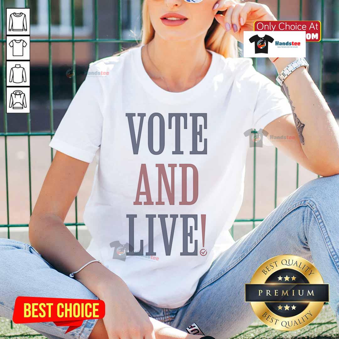 Official Vote and Live Turning Point USA TPUSA ladies tee featuring a stylish design and vibrant colors.