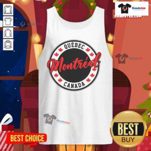 Original Quebec Montreal Canada Script Circle Leaf Tank Top featuring vibrant design and comfortable fit for summer style.