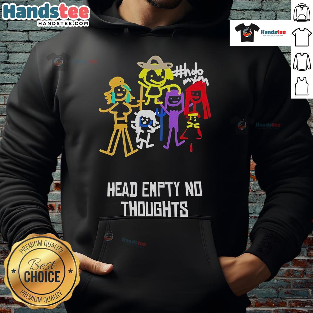 Funny 'Head Empty No Thoughts' hoodie design featuring playful text in a bold font on a cozy sweatshirt.