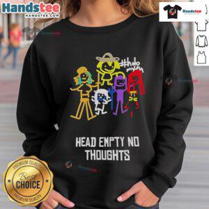 Alt Text: Funny Head Empty No Thoughts Sweatshirt featuring playful design, perfect for casual wear and humor lovers.