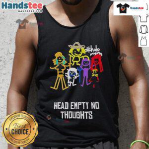 Funny head empty no thoughts tank top design featuring playful graphics and vibrant colors for casual wear.