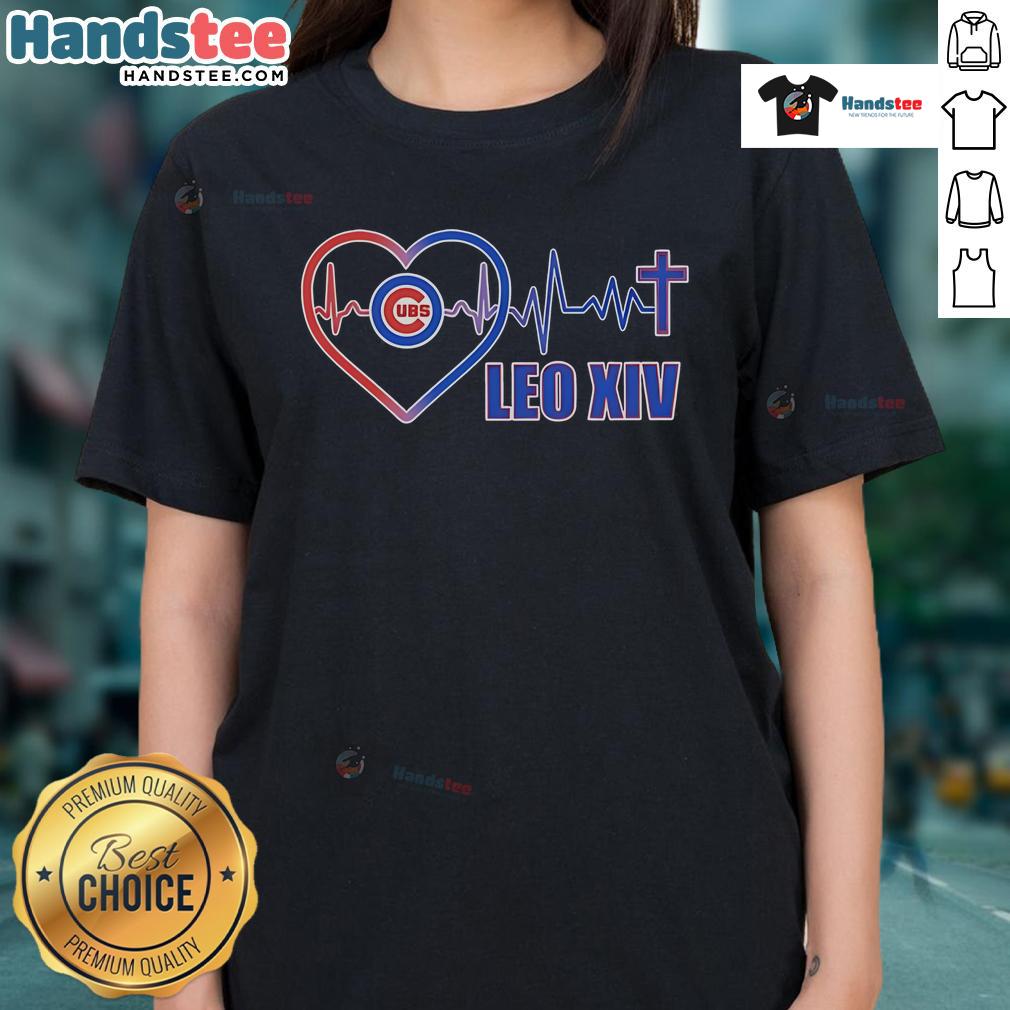 Good Chicago Cubs LEO XIV Heartbeat Ladies Tee featuring vibrant team colors and stylish design for passionate fans.
