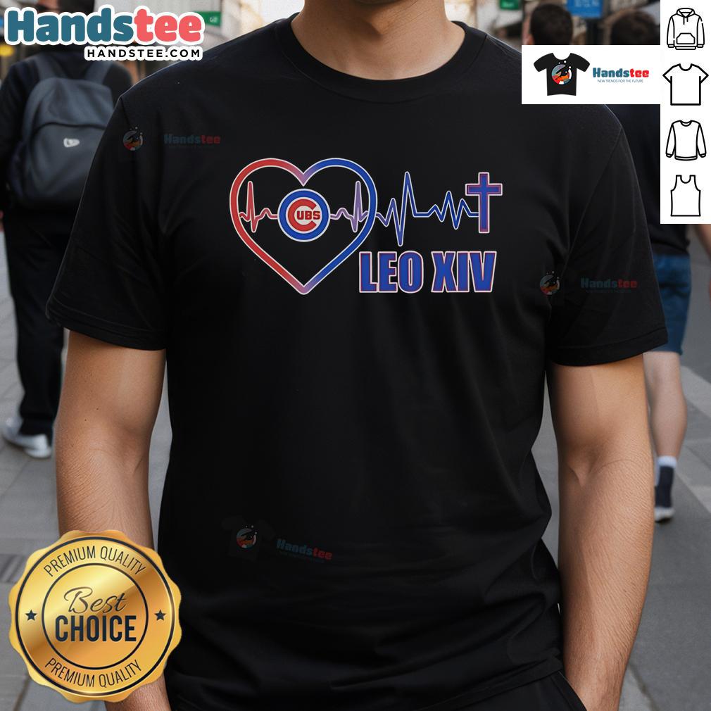 Good Chicago Cubs Leo XIV Heartbeat T-Shirt featuring a stylish design for loyal Cubs fans.