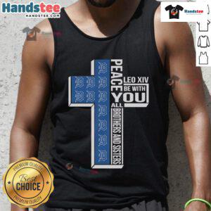 Detroit Tigers tank top featuring 'Peace You Leo XIV' design for fans, perfect for summer outings and team spirit.