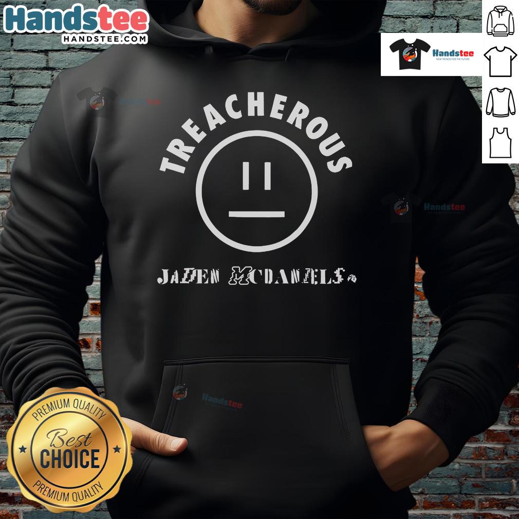 Alt Text: Jaden McDaniels wearing a stylish treacherous hoodie, showcasing a trendy urban fashion look.