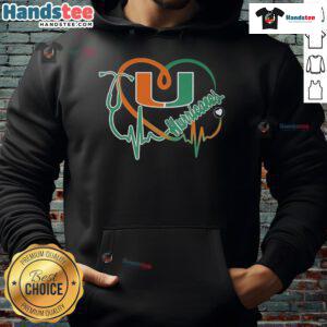 Good Miami Hurricanes Caring Heartbeat Nurse Hoodie showcasing team spirit and compassion for healthcare professionals.