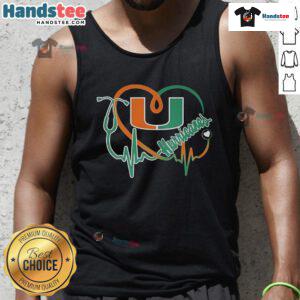 Good Miami Hurricanes Caring Heartbeat Nurse Tank Top featuring a vibrant design perfect for healthcare fans and sports lovers.