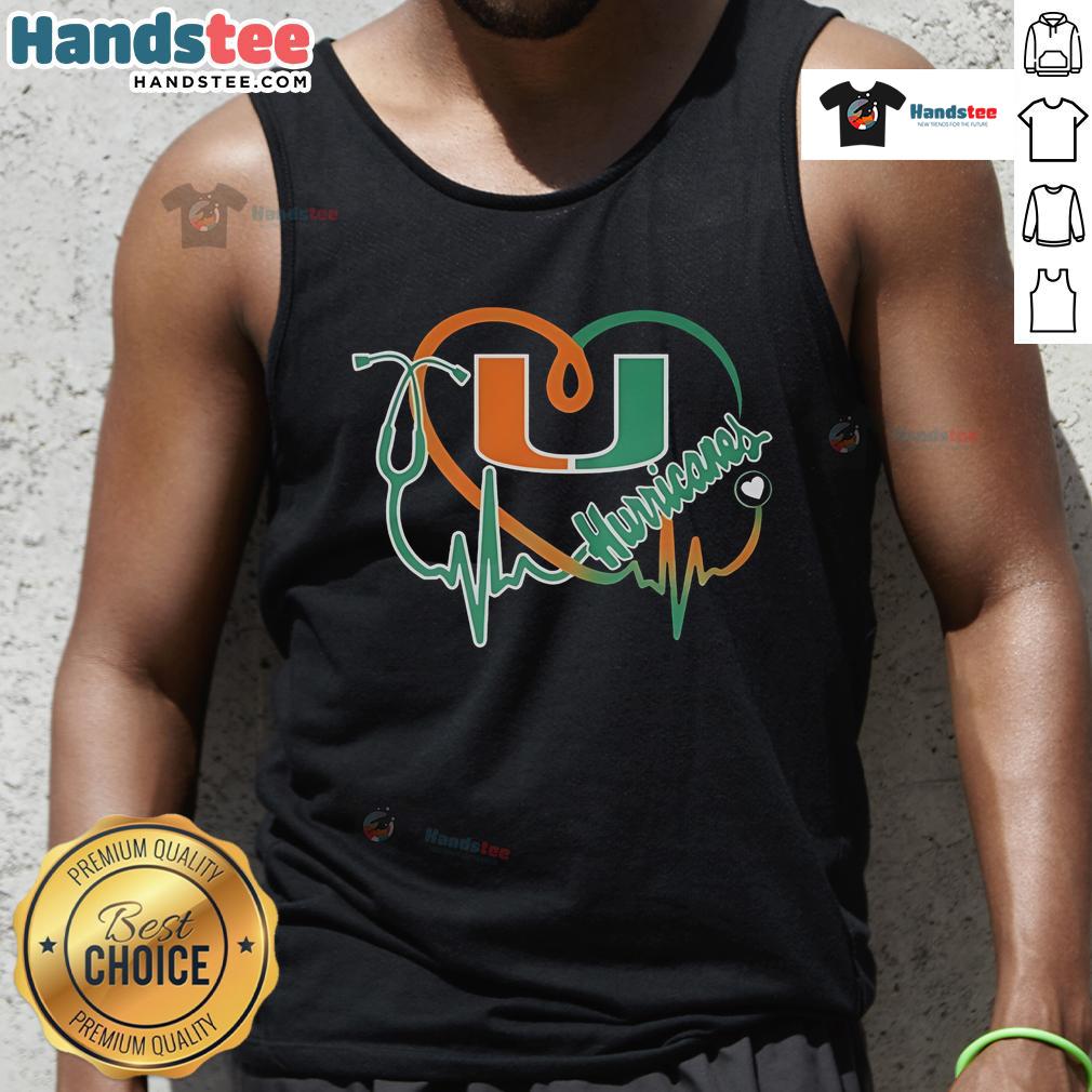 Good Miami Hurricanes Caring Heartbeat Nurse Tank Top featuring a vibrant design perfect for healthcare fans and sports lovers.