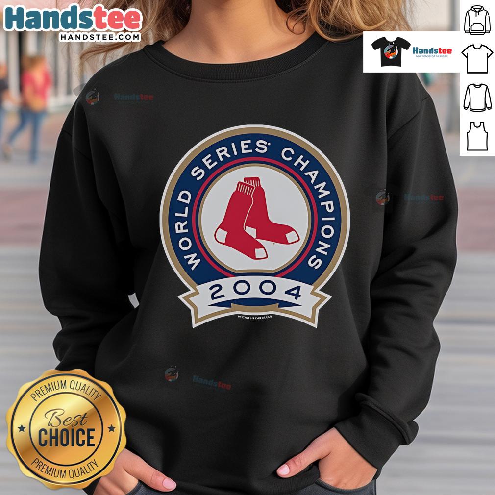 Good Mitchell & Ness Boston Red Sox 2004 World Champions sweatshirt featuring team logo and championship details.