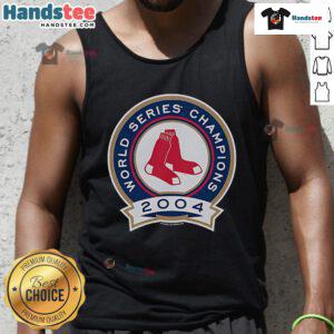 Good Mitchell & Ness Boston Red Sox 2004 World Champions tank top featuring iconic team logo and championship details.