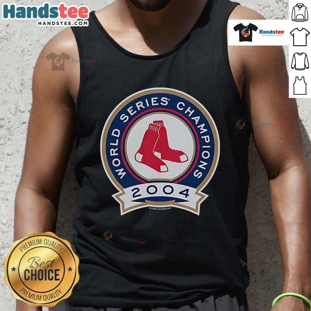 Good Mitchell & Ness Boston Red Sox 2004 World Champions tank top featuring iconic team logo and championship details.